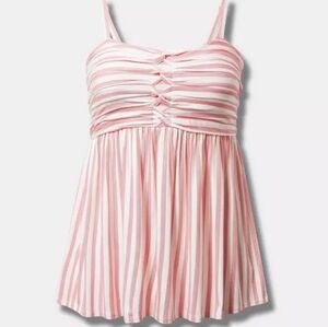 Torrid Pink and White Super Soft V-Neck Twisted Front Babydoll